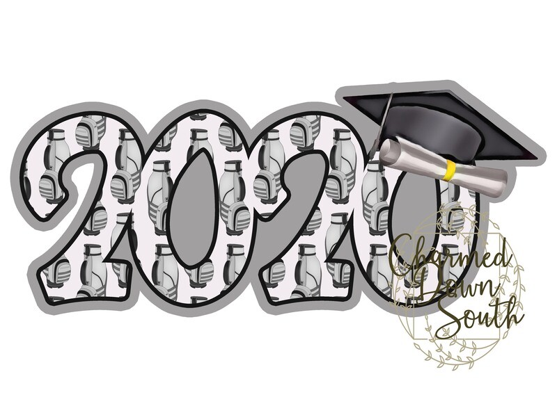 2020 Golf Graduation Cap Digital Design Bundle 10 colors