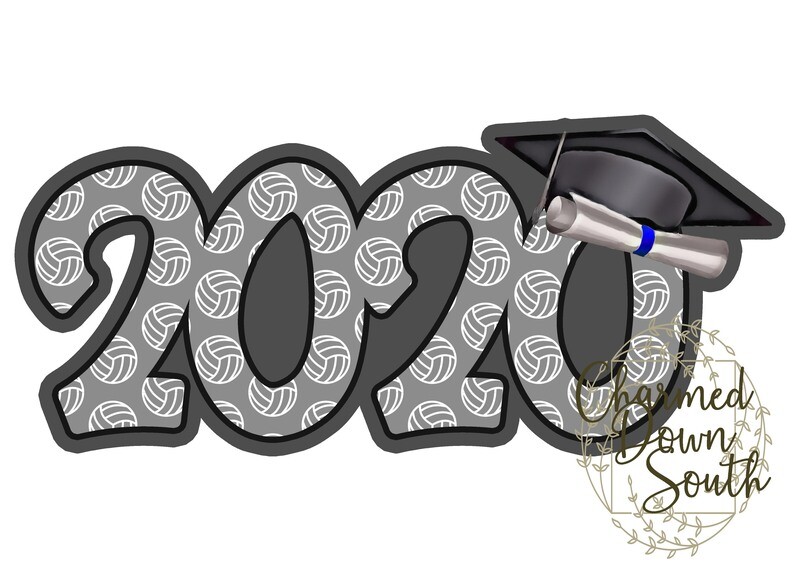2020 Volleyball Graduation Cap Digital Design Bundle 10 colors