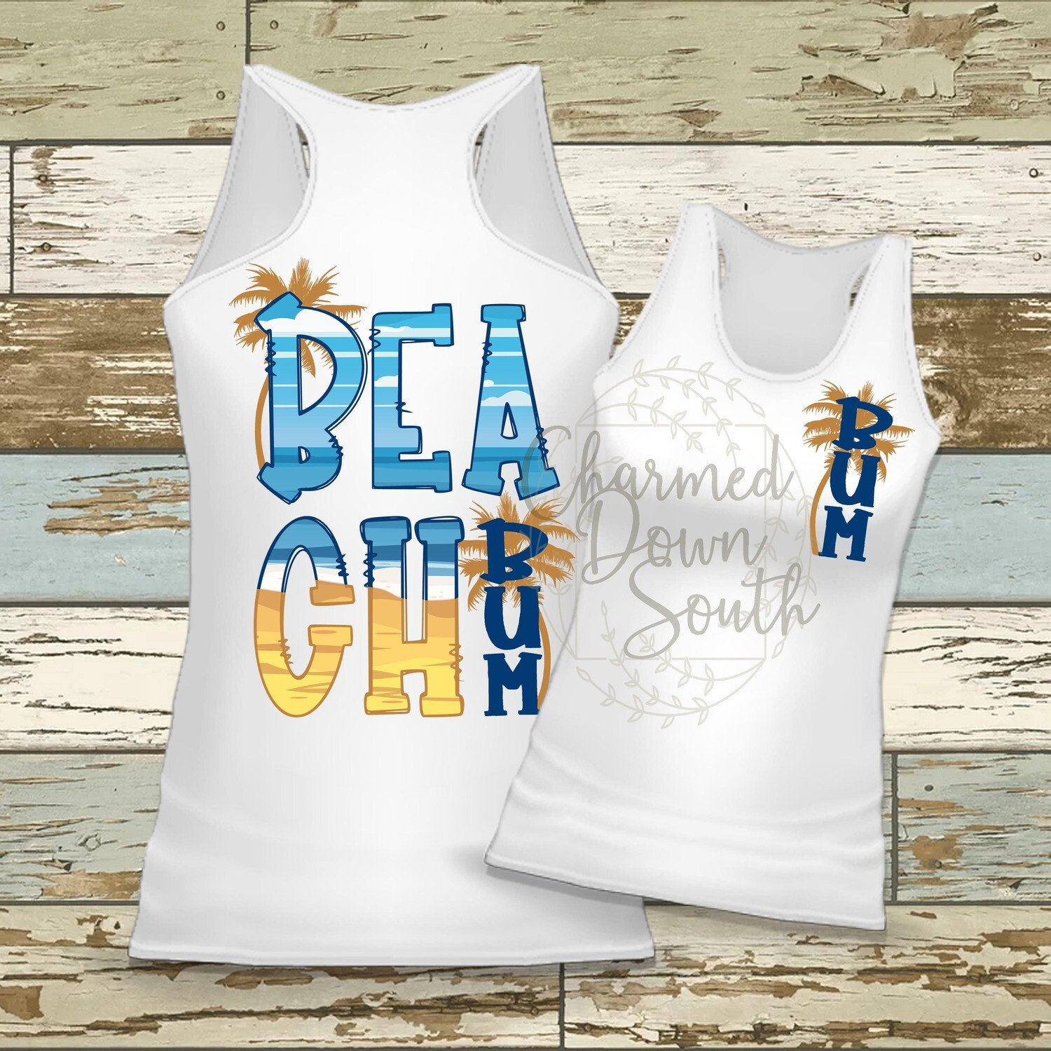 Beach Bum Front and Back Digital Design with Unbranded Mock Up