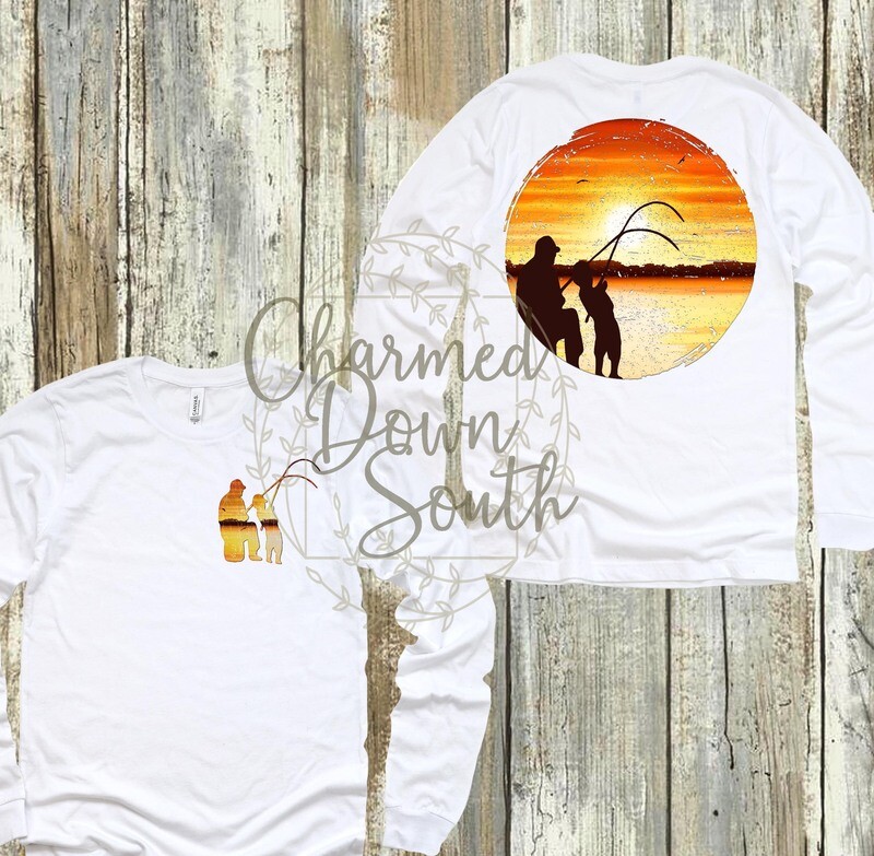 Sunset Casting Dad and Son Digital Design