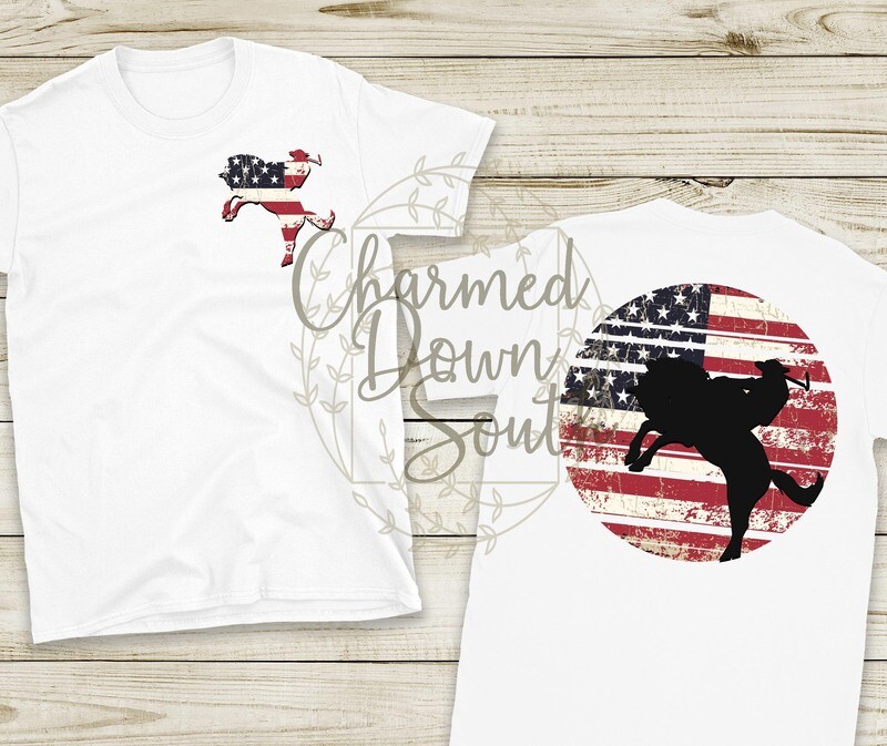 Grunge Flag Bareback Rider Digital Design with free unbranded mock up