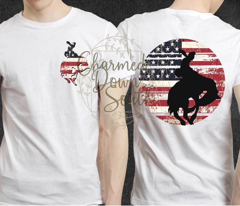 Grunge Flag Bronc Rider Digital Design with free unbranded mock up