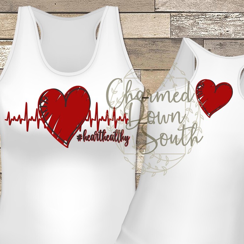 Heart Healthy Front and Back Digital Design with free UNBRANDED Mock Up