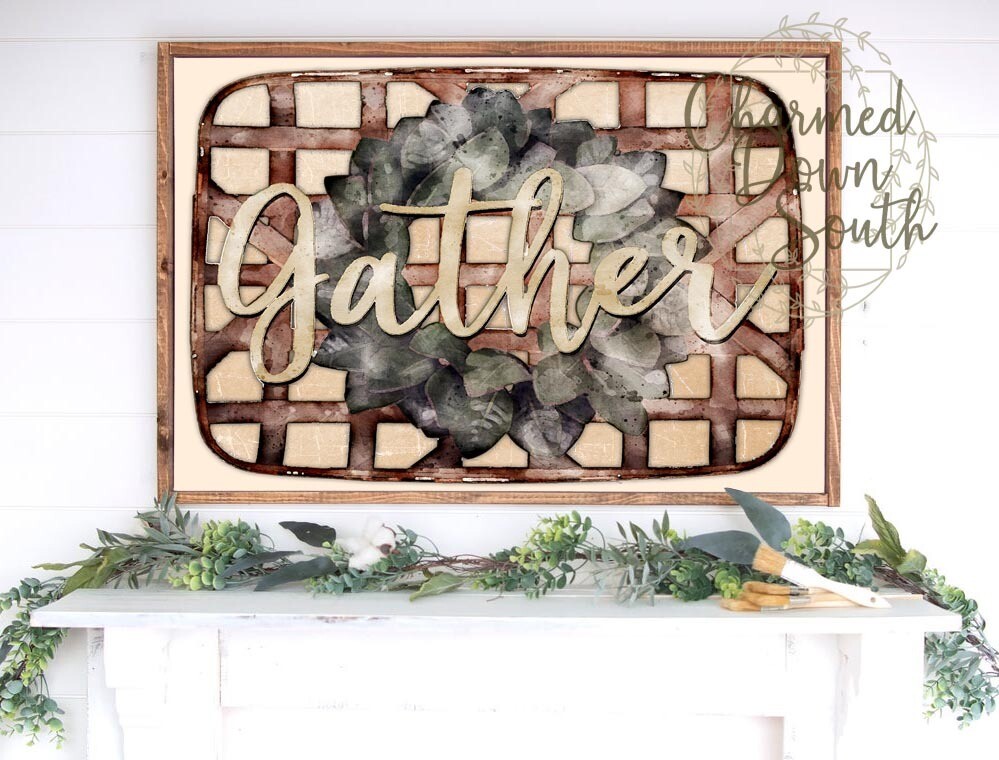 Watercolor Tobacco Basket Gather Digital Design