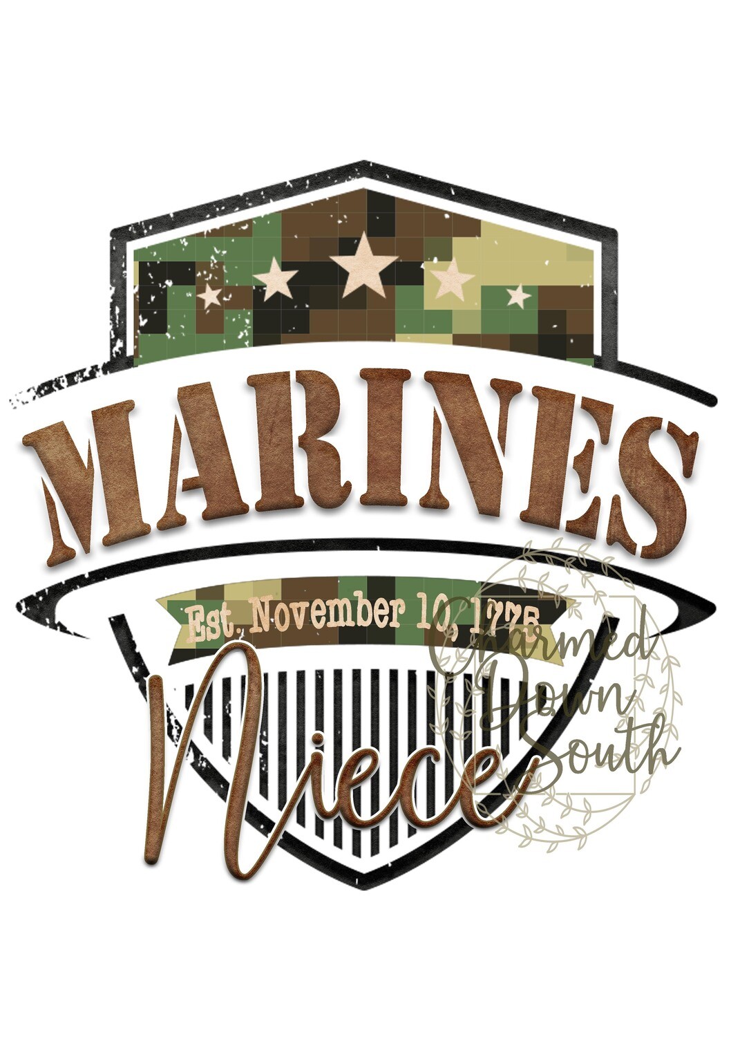 Marine Watercolor Badge Niece Digital Design