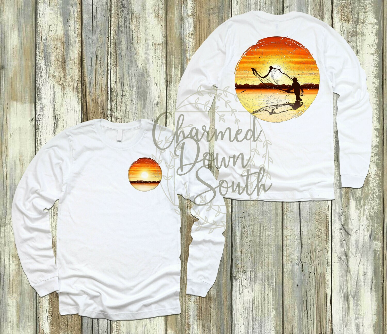 Sunset Casting Reds Front and Back Digital Design with FREE unbranded mock up