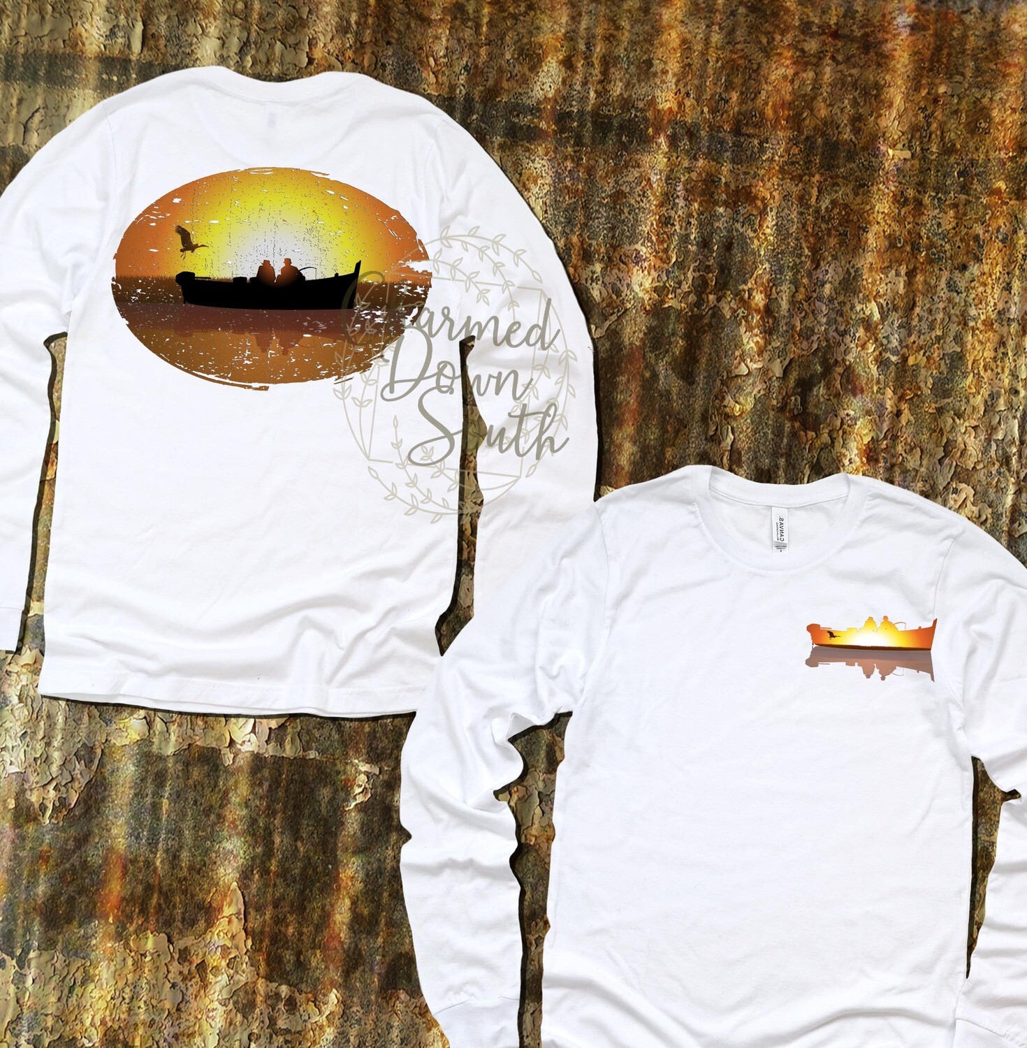 Sunset Boaters Front and Back Digital Design with FREE unbranded mock up