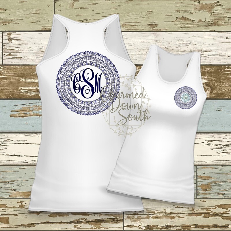 Mandala Monogram Frame Front and Back Navy Blues Digital Design