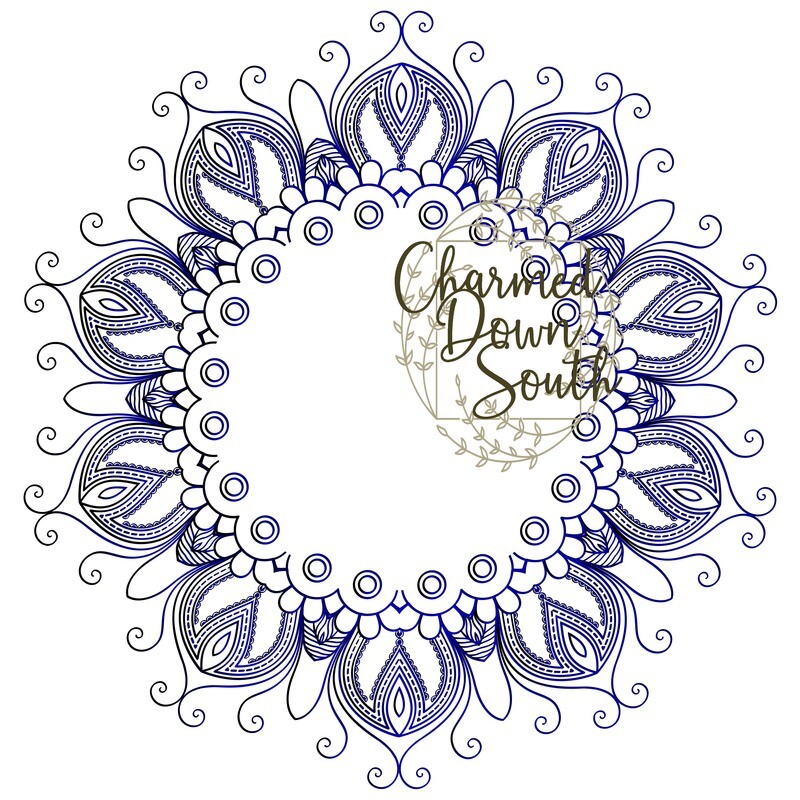 Mandala Monogram Frame Blue Digital Design