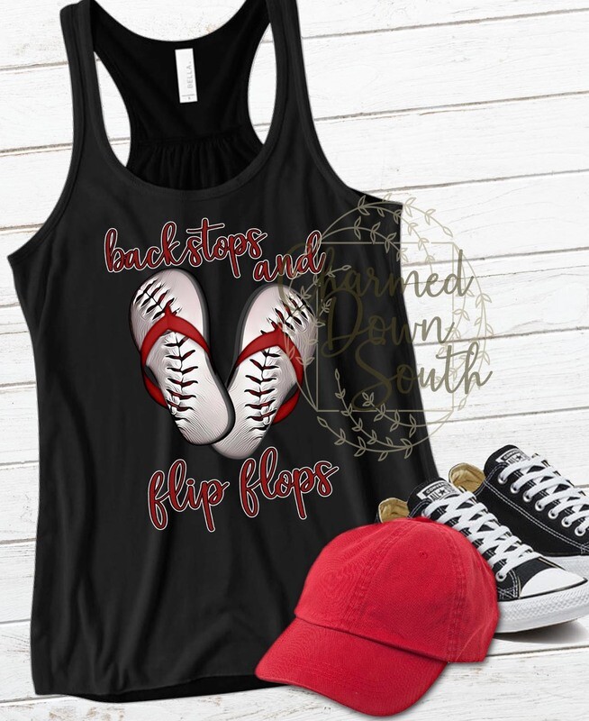 Screen printed transfer - Backstops and Flip Flops - Adult, Single Transfer