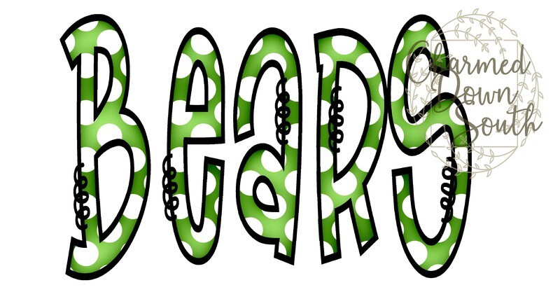 Doodle Mascot Bear Kelly Green Black Digital Design