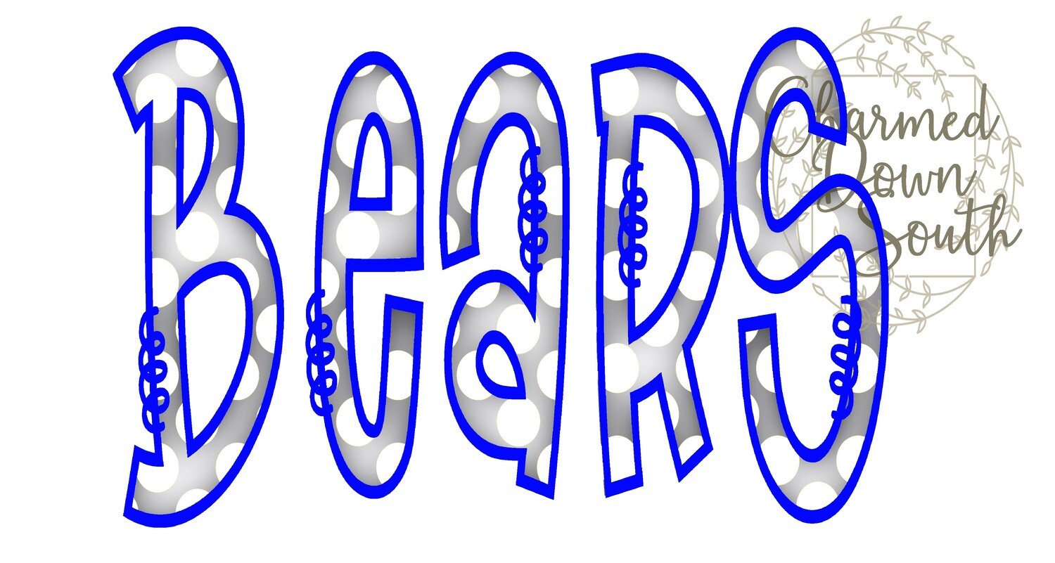 Doodle Mascot Bears Royal Blue Grey Digital Design