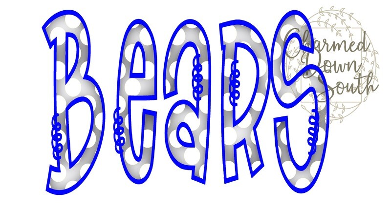 Doodle Mascot Bears Royal Blue Grey Digital Design