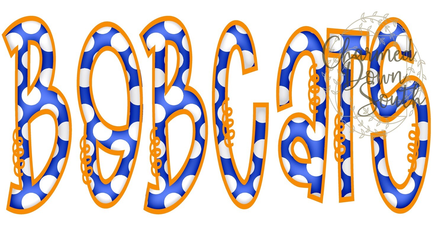 Doodle Mascot Bobcats Royal Blue Orange Digital Design