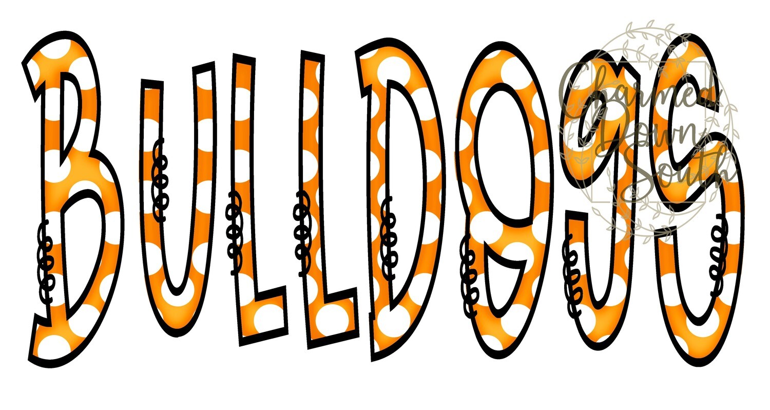 Doodle Mascot Bulldogs Orange Black Digital Design