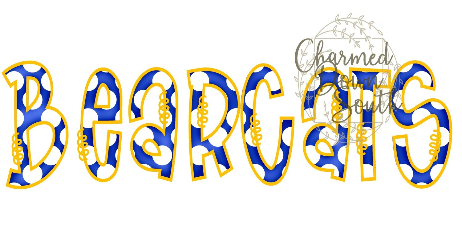 Doodle Mascot Bearcats Royal Blue Athletic Gold Digital Design
