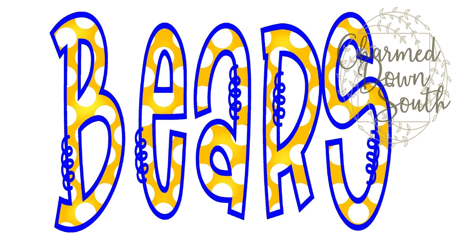 Doodle Mascot Bears Royal Blue Athletic Gold Digital Design