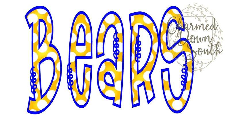 Doodle Mascot Bears Royal Blue Athletic Gold Digital Design