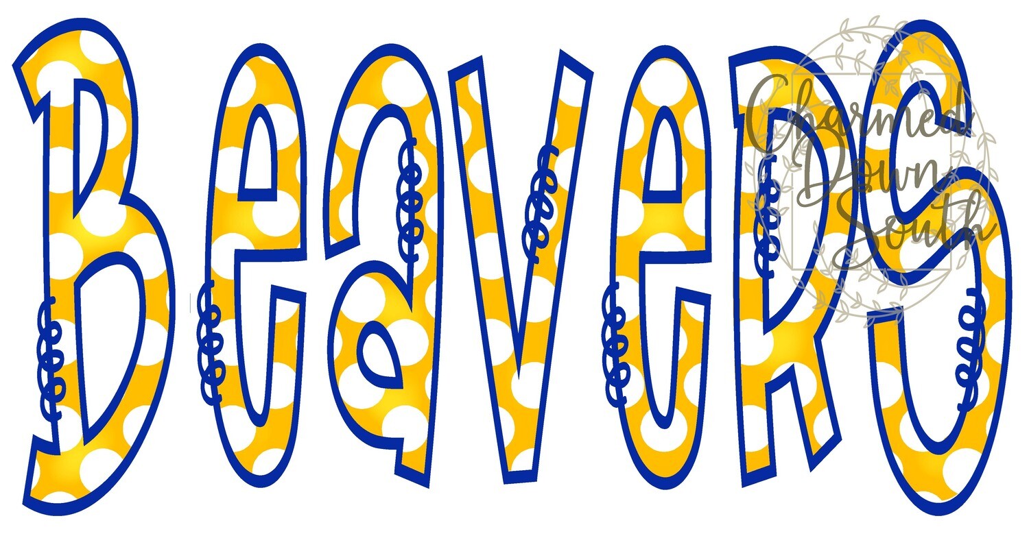 Doodle Mascot Beavers Royal Blue Athletic Gold Digital Design