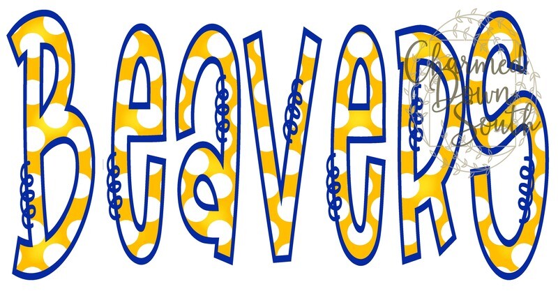 Doodle Mascot Beavers Royal Blue Athletic Gold Digital Design