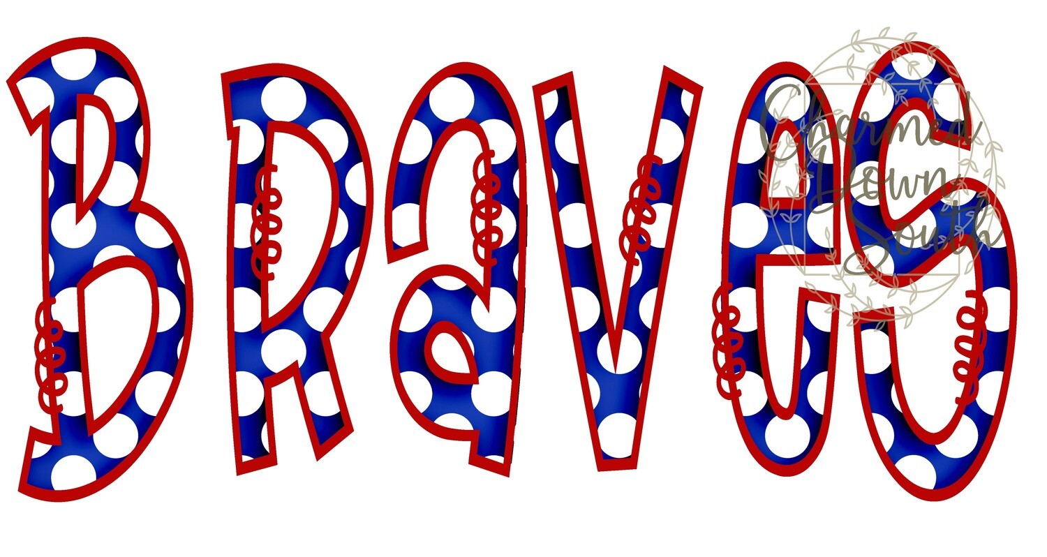 Doodle Mascot Braves Royal Blue Red Digital Design