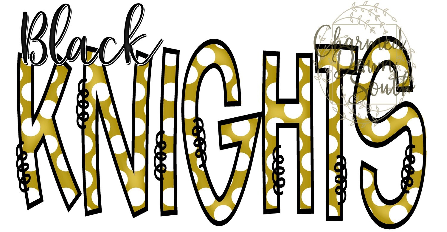 Doodle Mascot Black Knights Black Vegas Gold Digital Design
