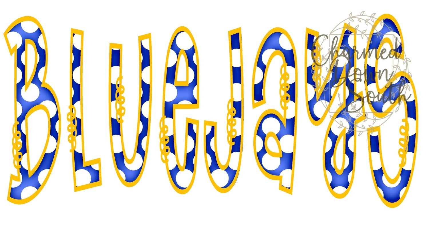 Doodle Mascot Bluejays Royal Blue Athletic Gold Digital Design