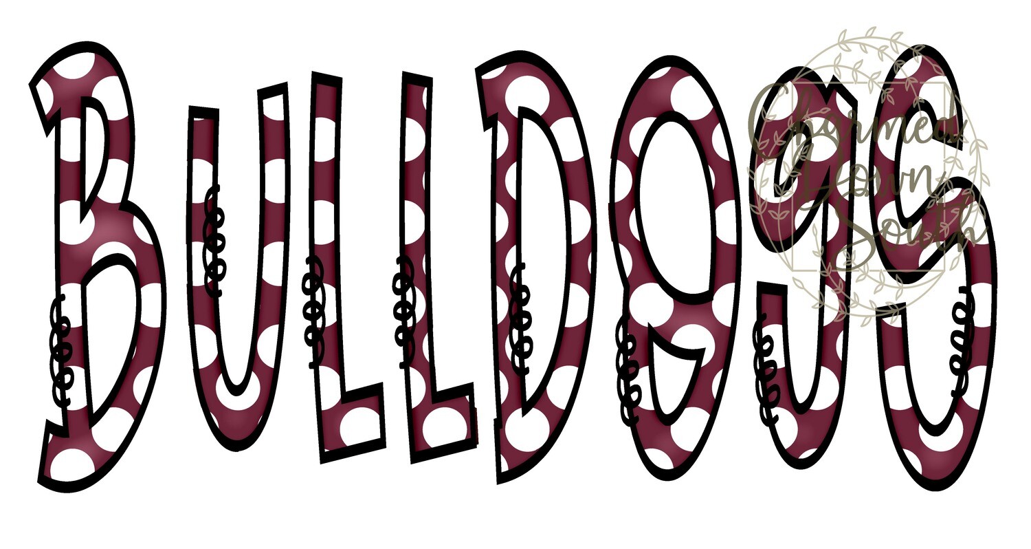 Doodle Mascot Bulldogs Maroon Black Digital Design