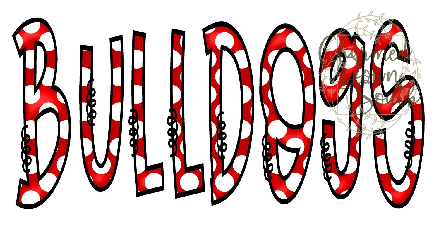 Doodle Mascot Bulldogs Red Black Digital Design