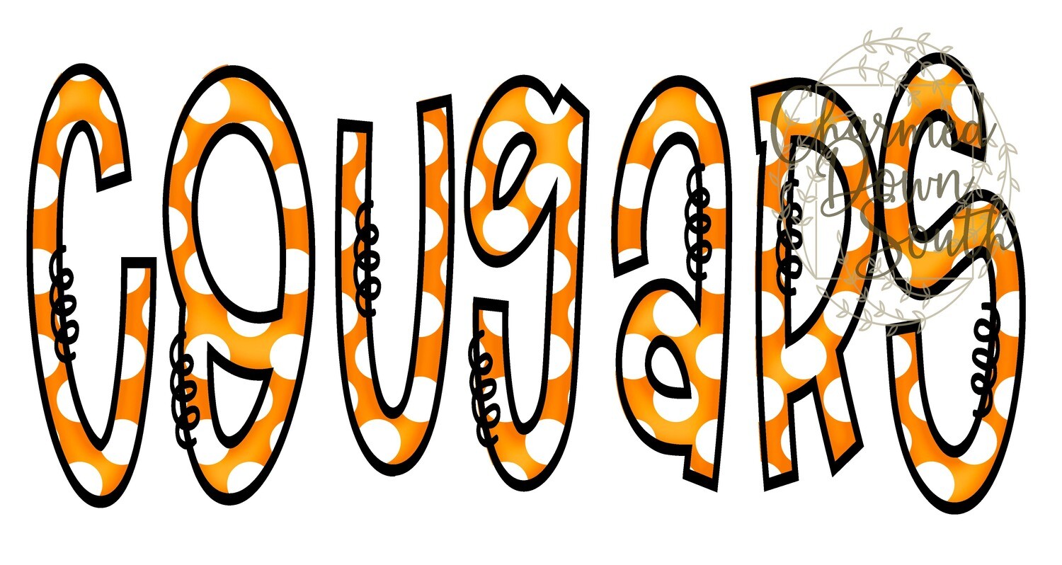 Doodle Mascot Cougars Orange Black Digital Design