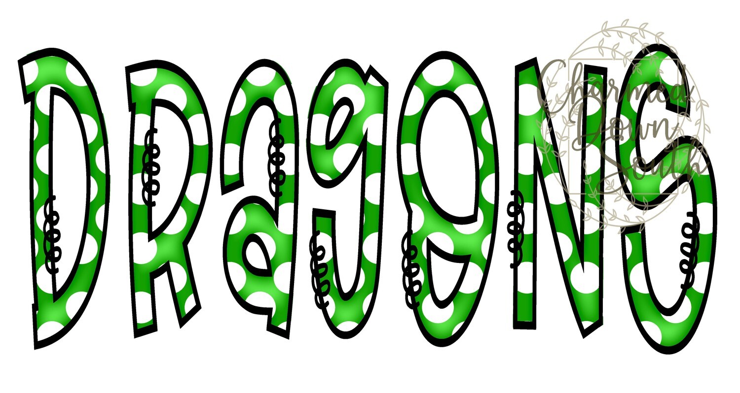 Doodle Mascot Dragons Kelly Green Black Digital Design