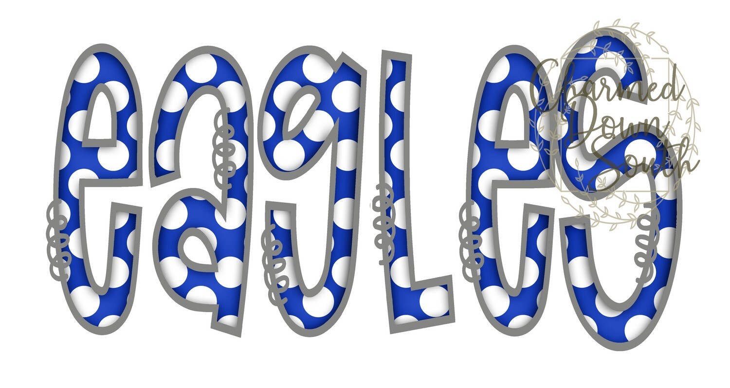 Doodle Mascot Eagles Royal Blue Grey Digital Design