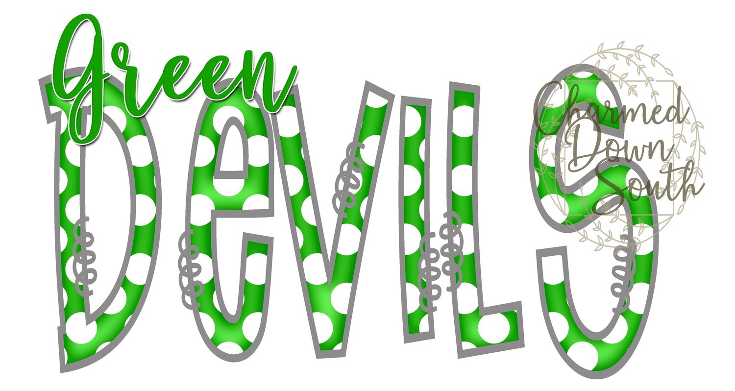 Doodle Mascot Green Devils Kelly Green Grey Digital Design