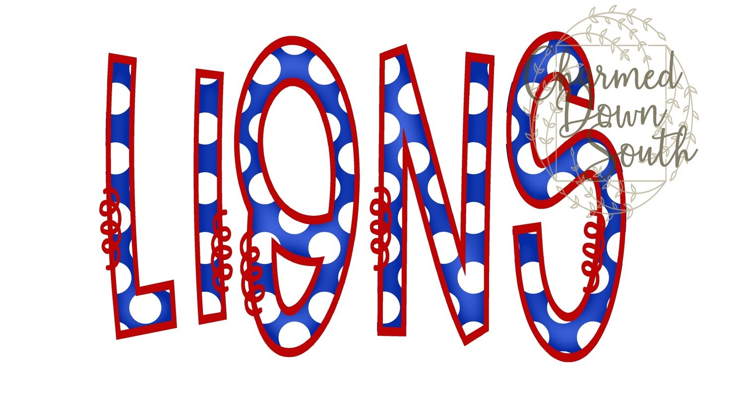 Doodle Mascot Lions Royal Blue Red Digital Design