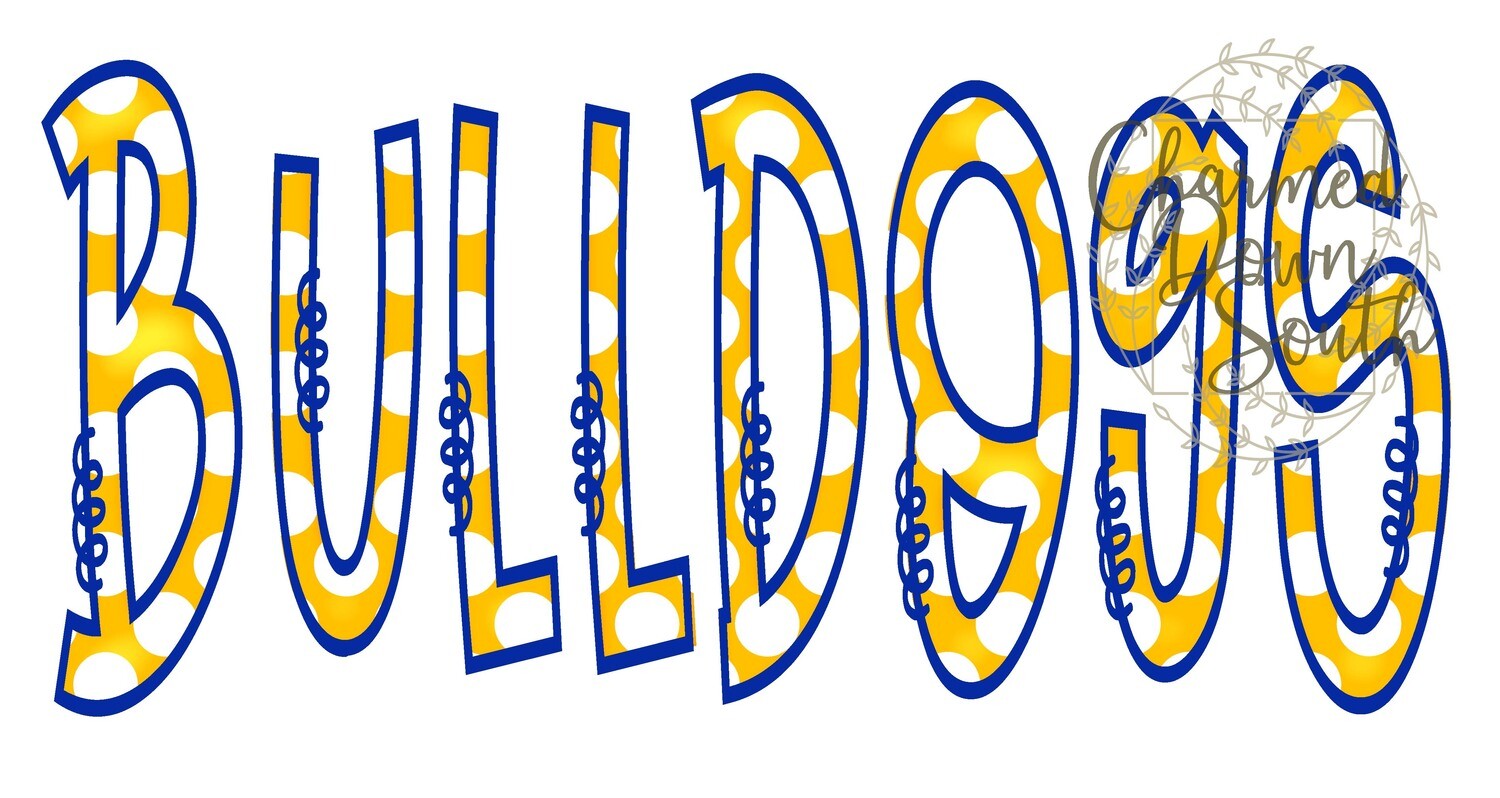 Doodle Mascot Bulldogs Royal Blue Athletic Gold Digital Design