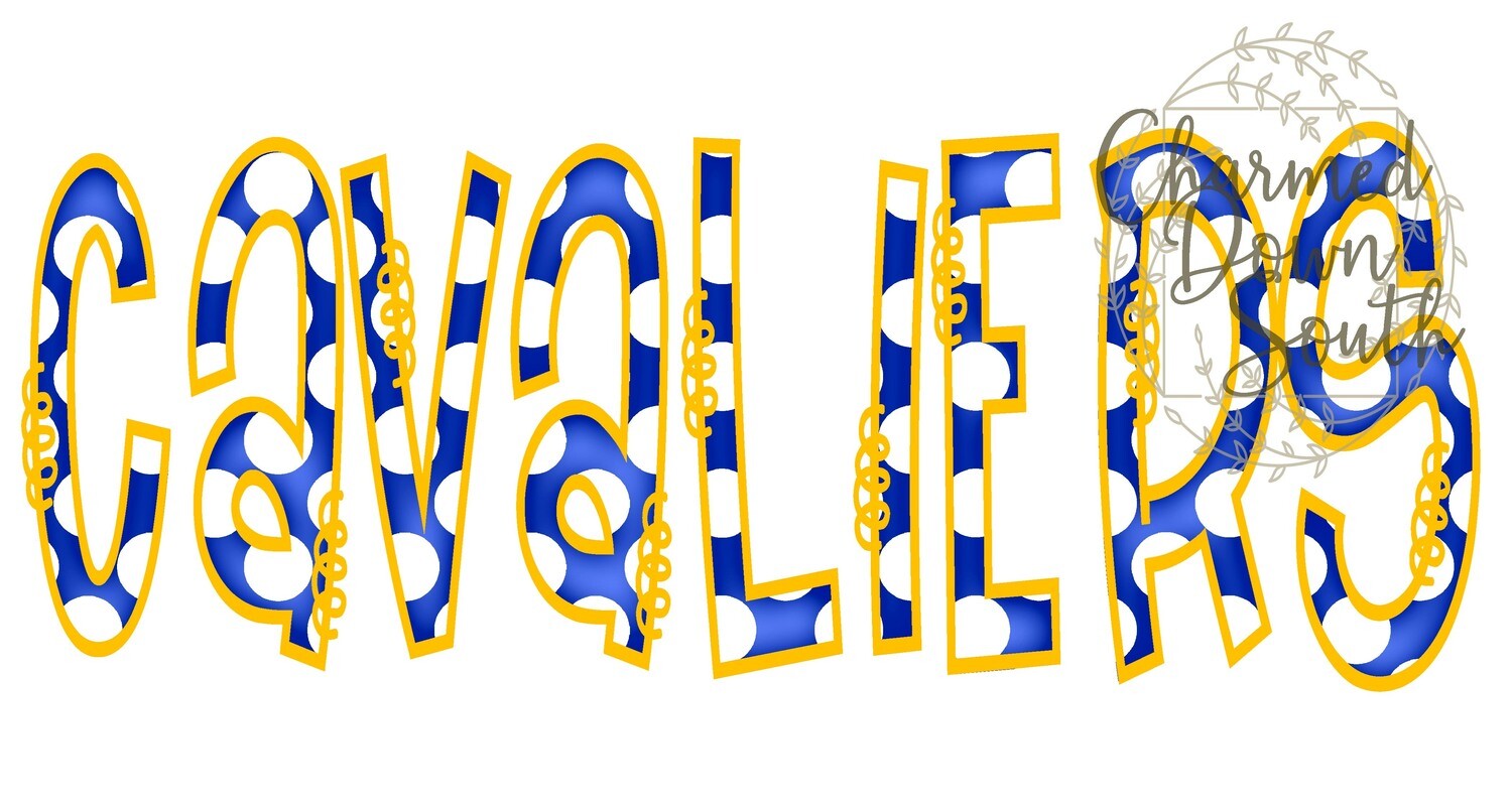 Doodle Mascot Cavaliers Royal Blue Athletic Gold Digital Design