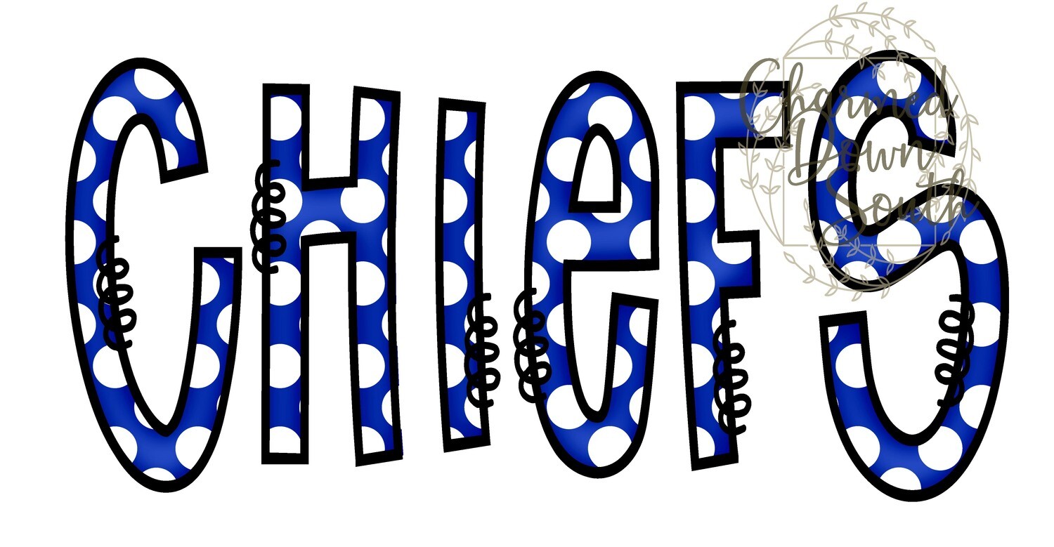 Doodle Mascot Chiefs Royal Blue Black Digital Design