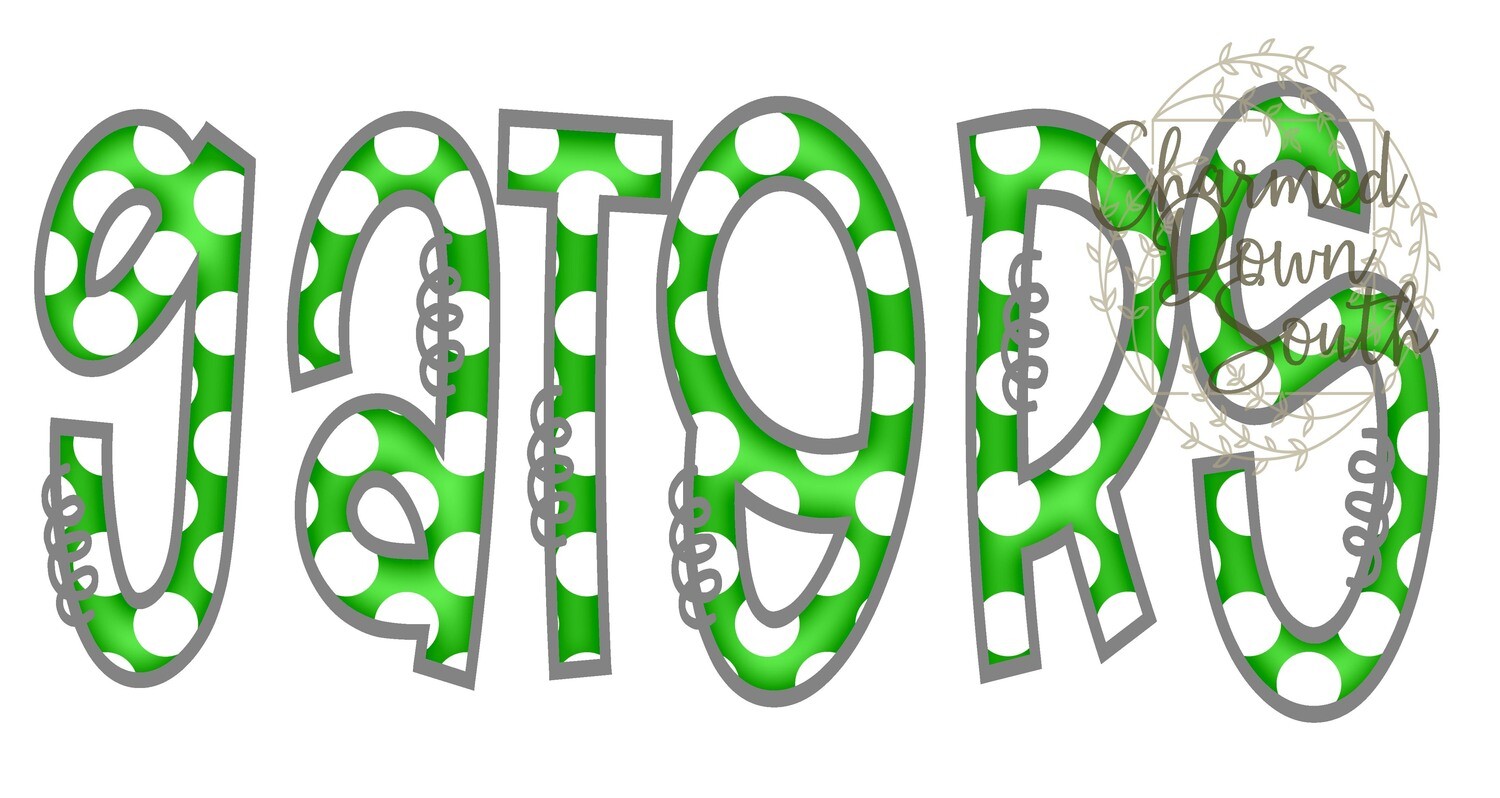 Doodle Mascot Gators Kelly Green Grey Digital Design