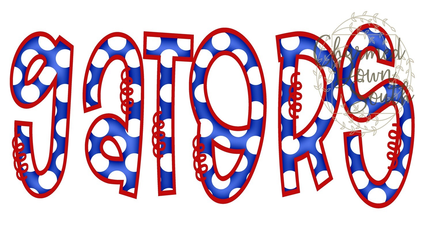 Doodle Mascot Gators Red Royal Blue Digital Design