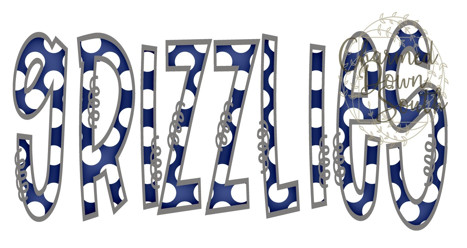 Doodle Mascot Grizzlies Navy Blue Grey Digital Design
