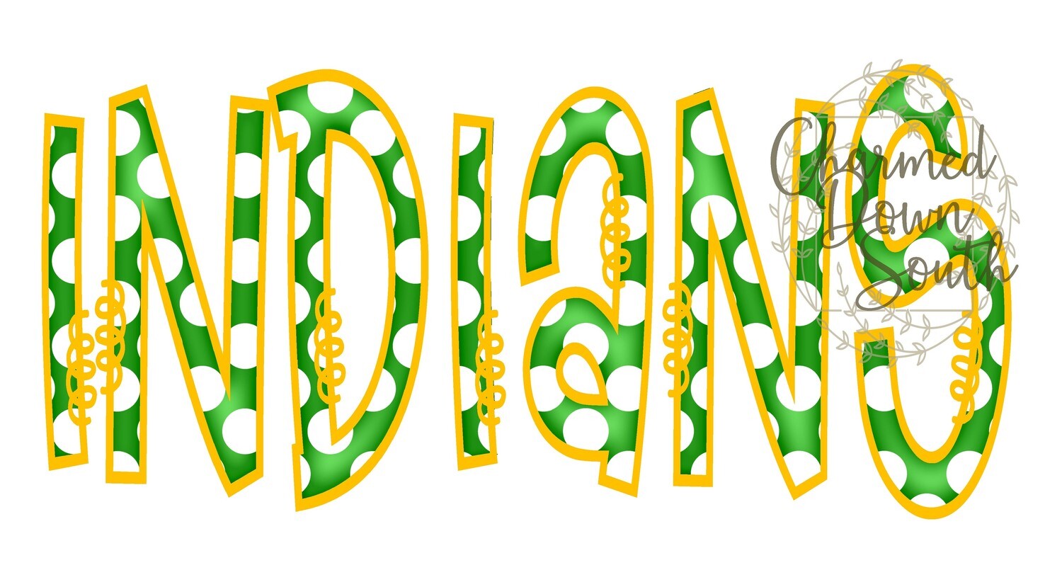 Doodle Mascot Indians Kelly Green Athletic Gold Digital Design