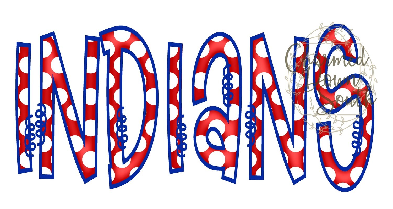 Doodle Mascot Indians Royal Blue Red Digital Design