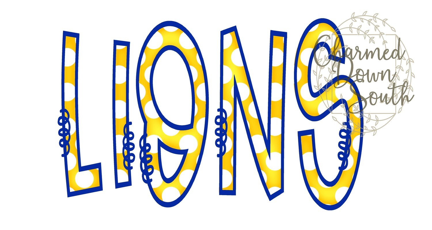 Doodle Mascot Lions Royal Blue Athletic Gold Digital Design