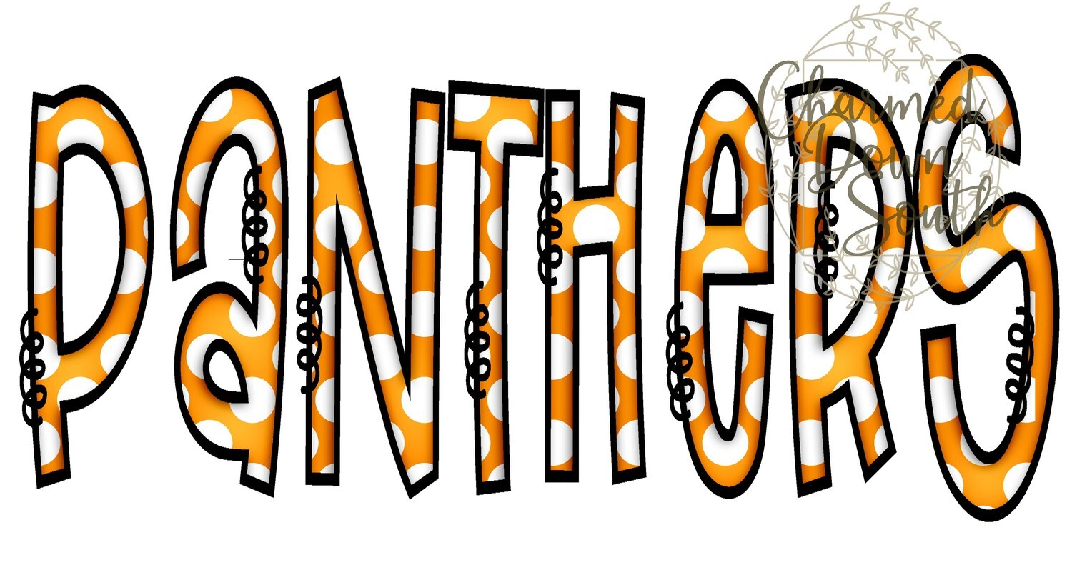 Doodle Mascot Panthers Orange Black Digital Design
