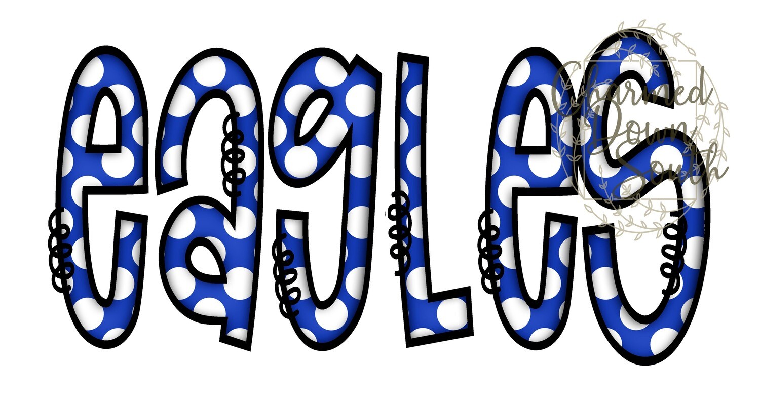 Doodle Mascot Eagles Royal Blue Black Digital Design