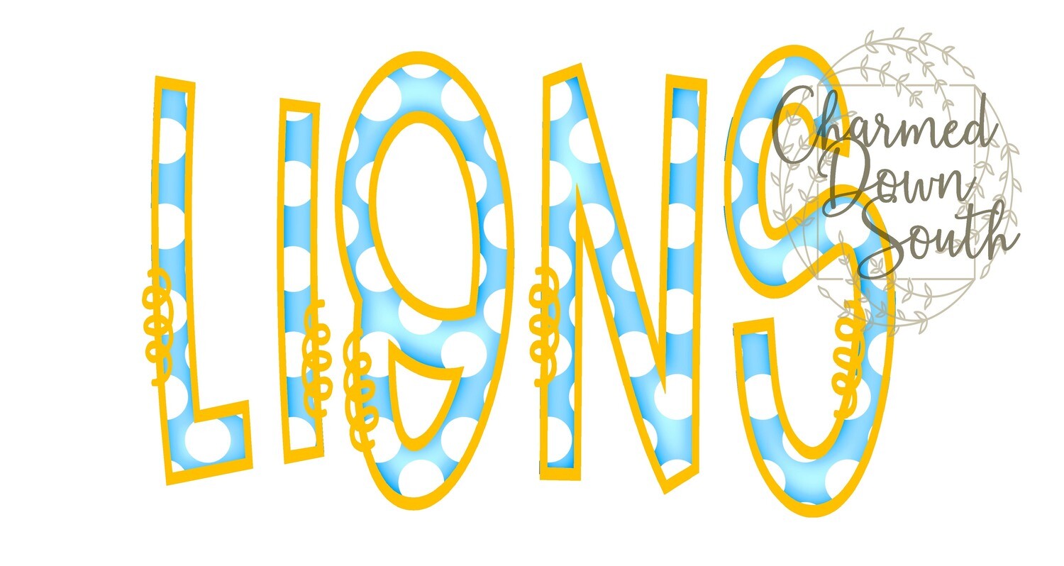 Doodle Mascot Lions Columbia Blue Athletic Gold Digital Design