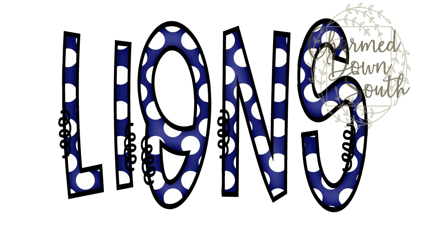 Doodle Mascot Lions Navy Blue Black Digital Design