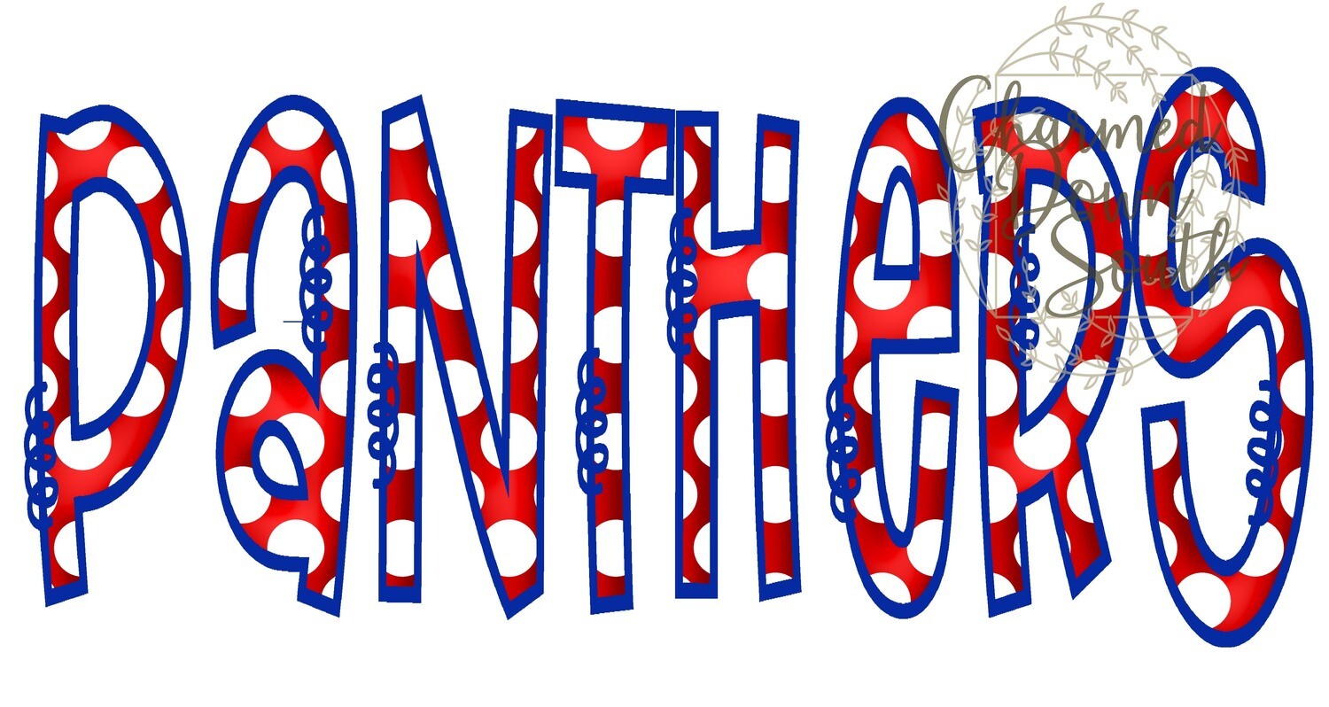 Doodle Mascot Panthers Red Royal Blue Digital Design