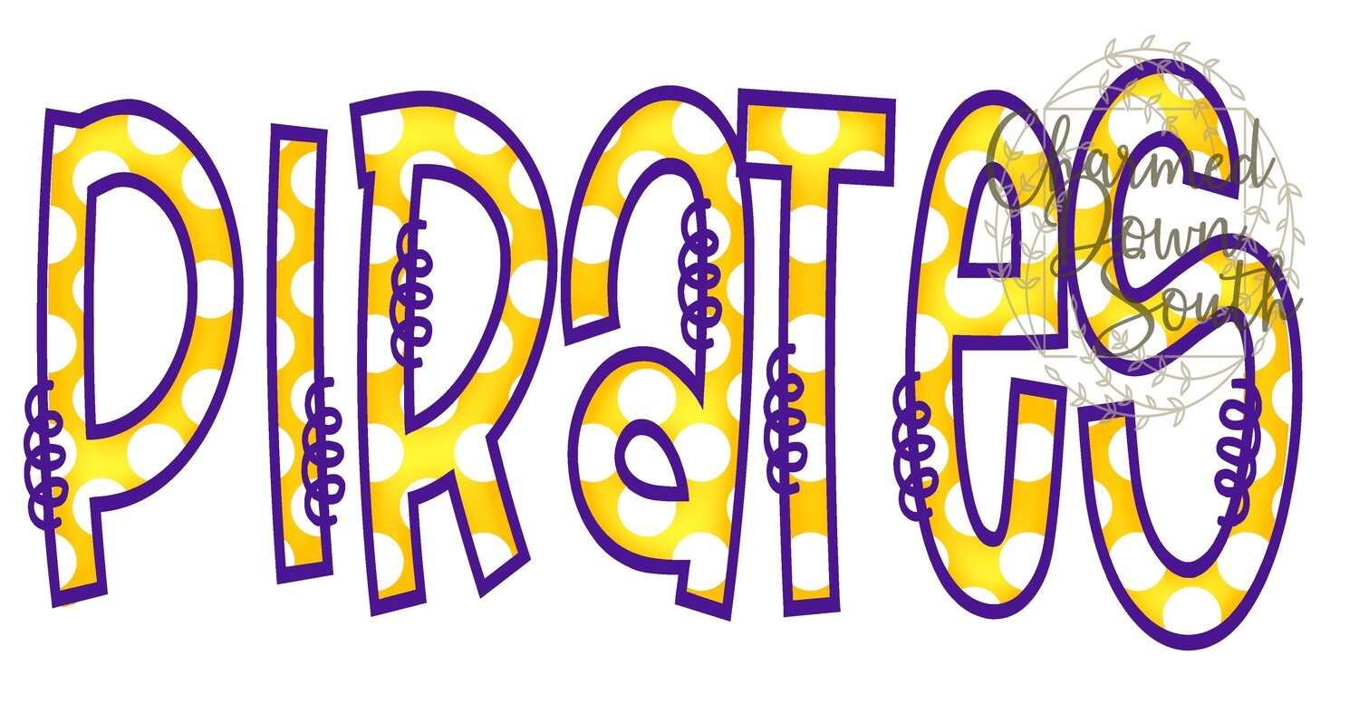 Doodle Mascot Pirates Athletic Gold Purple Digital Design