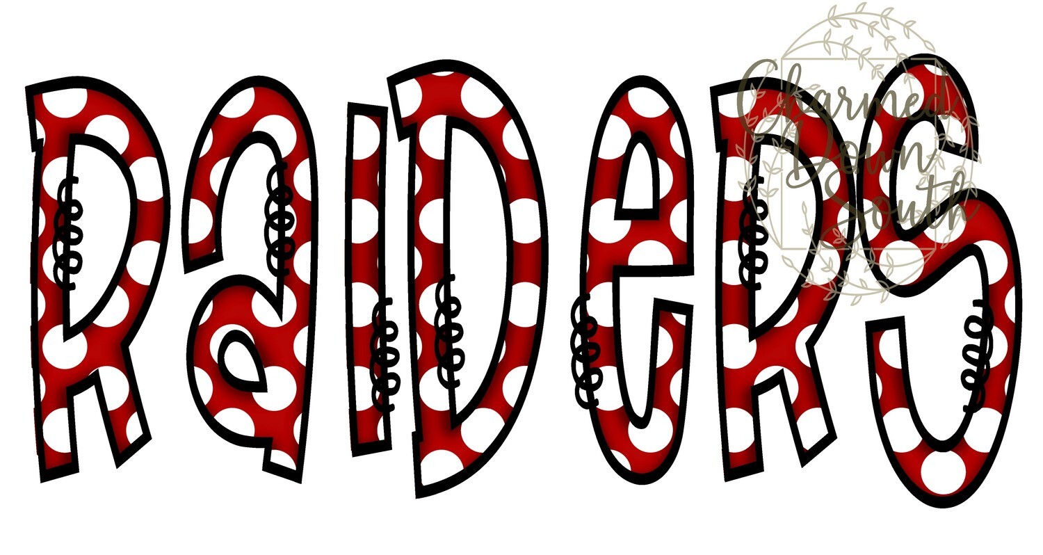 Doodle Mascot Raiders Red Black Digital Design